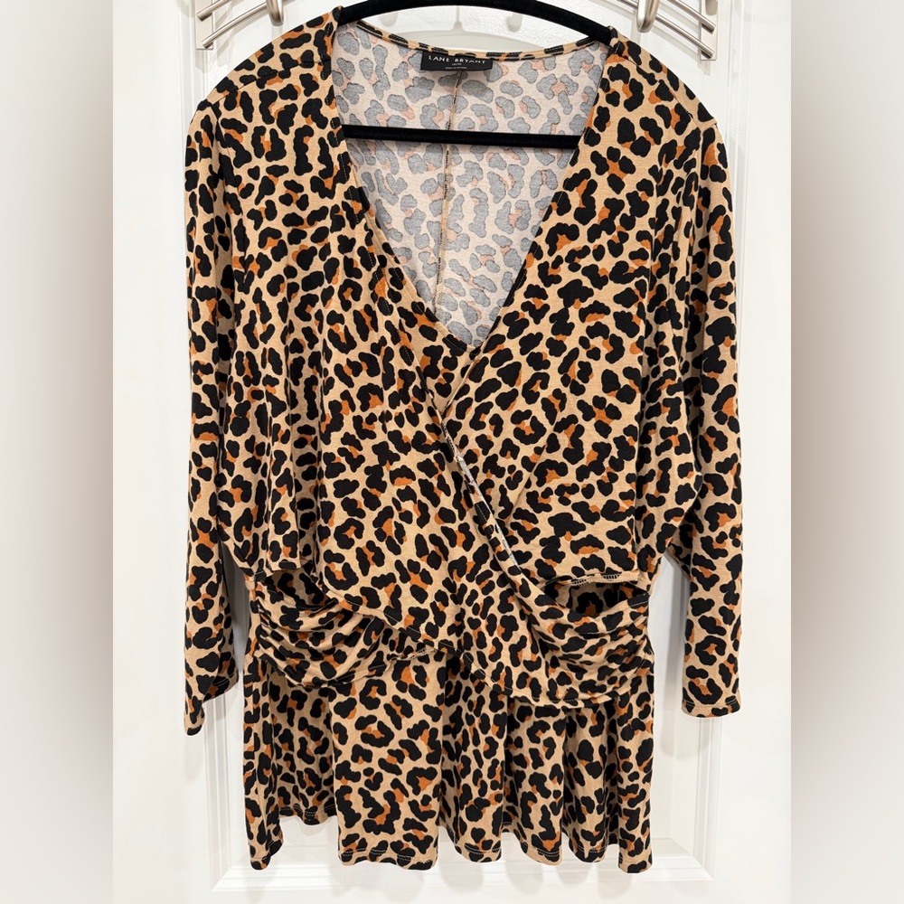 Lane Bryant Faux Wrap  Animal Print Top